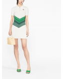 CHEVRON GRADIENT BOUCLE POLO DRESS GREEN/WHITE