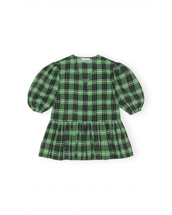 BLOUSE SEERSUCKER CHECK WRAP PEAPOD