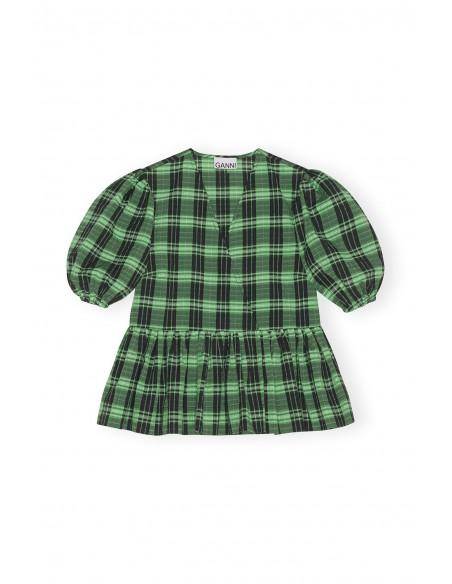 BLOUSE SEERSUCKER CHECK WRAP PEAPOD