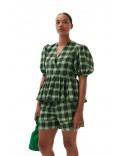 BLOUSE SEERSUCKER CHECK WRAP PEAPOD