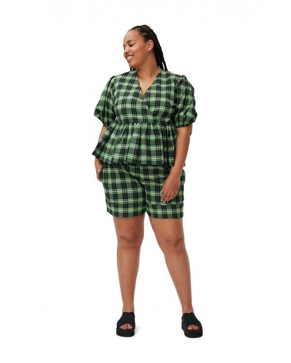 BLOUSE SEERSUCKER CHECK WRAP PEAPOD 2