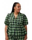 BLOUSE SEERSUCKER CHECK WRAP PEAPOD