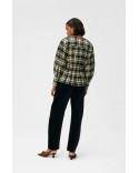 SEERSUCKER CHECK V-NECK GATHERED BLOUSE CHECK ELFIN YELLOW