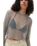TOP MESH EMBELLISHED SILVER