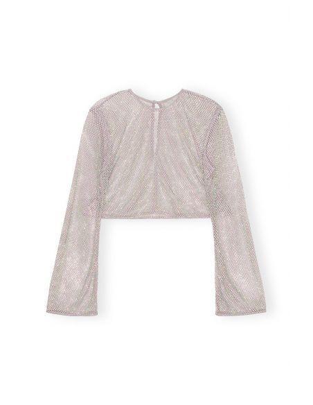 TOP MESH EMBELLISHED SILVER