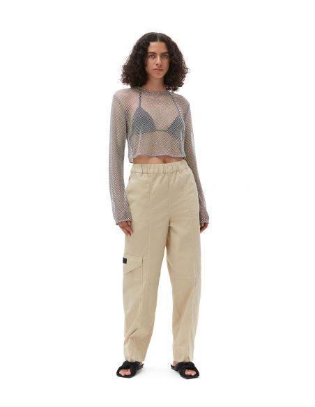 TOP MESH EMBELLISHED SILVER