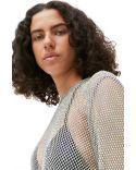 TOP MESH EMBELLISHED SILVER