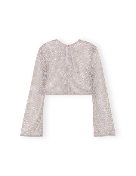 TOP MESH EMBELLISHED SILVER