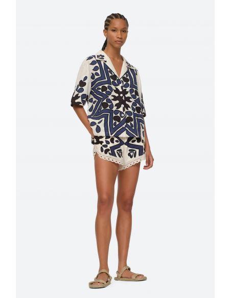 SHORT KAIA KALEIDOSCOSPE APPLIQUE NAVY