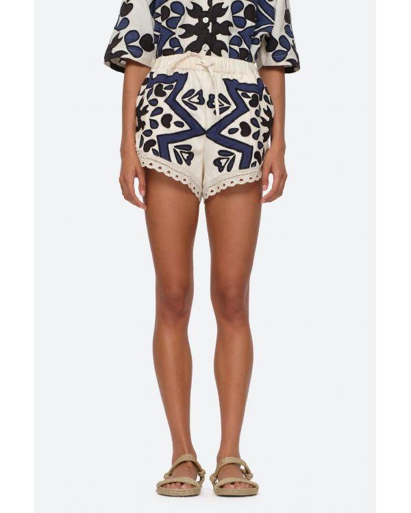 SHORT KAIA KALEIDOSCOSPE APPLIQUE NAVY 2