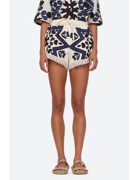 SHORT KAIA KALEIDOSCOSPE APPLIQUE NAVY