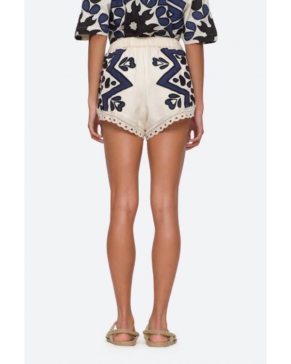 SHORT KAIA KALEIDOSCOSPE APPLIQUE NAVY