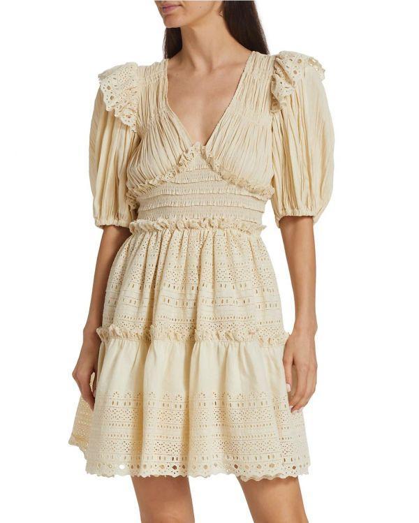 ROBE MARLEY PLEATED SMOCKED CREAM
