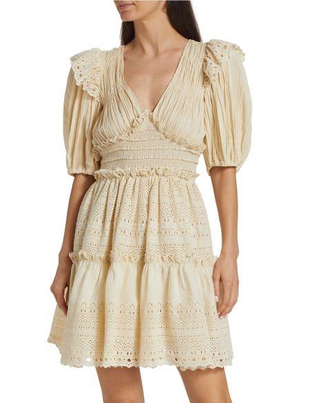 ROBE MARLEY PLEATED SMOCKED CREAM