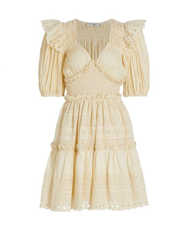 ROBE MARLEY PLEATED SMOCKED CREAM 2