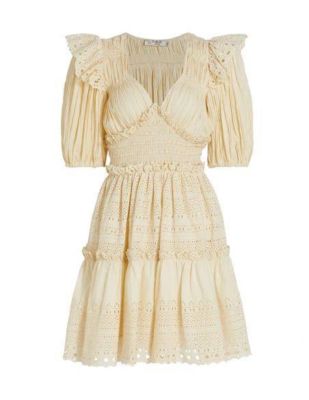 ROBE MARLEY PLEATED SMOCKED CREAM