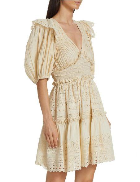 ROBE MARLEY PLEATED SMOCKED CREAM