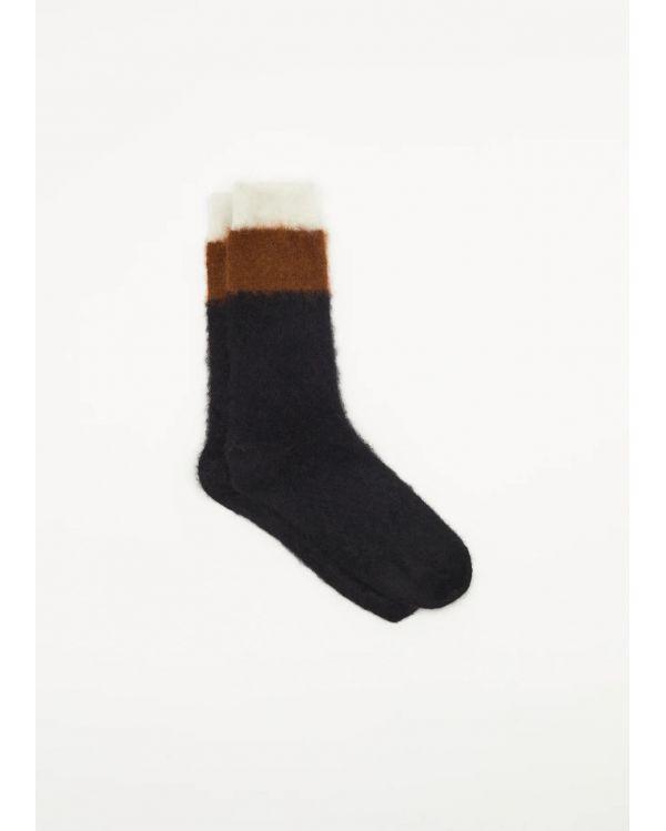 CHAUSSETTES THREE COLORS BLACK/TABACCO/CREAM