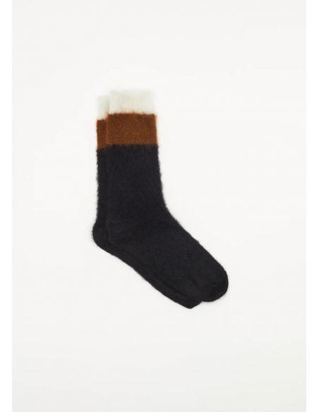 CHAUSSETTES THREE COLORS BLACK/TABACCO/CREAM