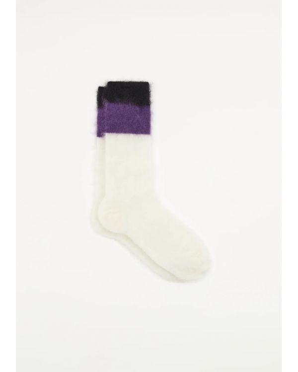 CHAUSSETTES THREE COLORS VIOLET/CREAM/BLACK