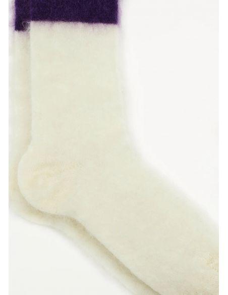 CHAUSSETTES THREE COLORS VIOLET/CREAM/BLACK