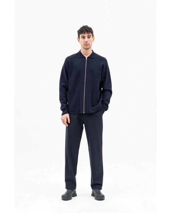 VESTE BJARNE MERINO ZIP DARK NAVY