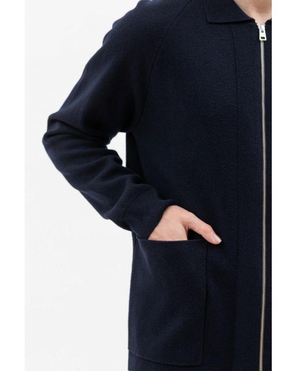 VEST BJARNE MERINO ZIP DARK NAVY