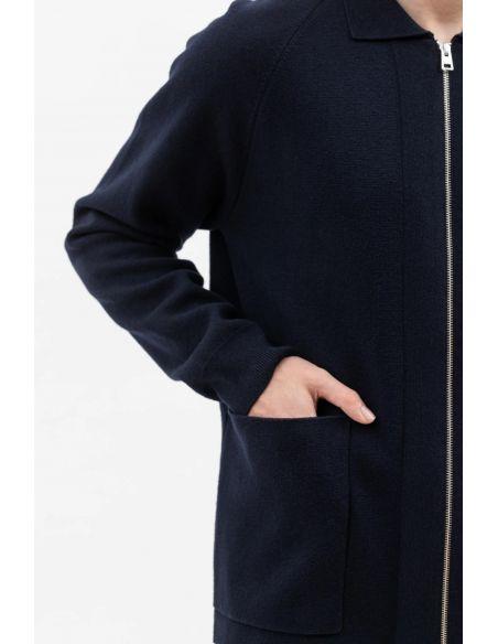VESTE BJARNE MERINO ZIP DARK NAVY