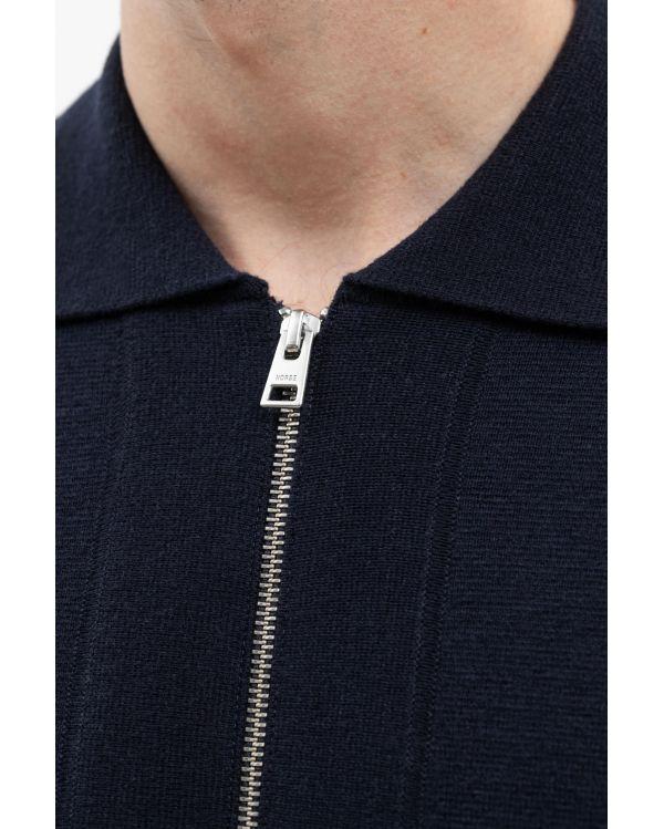 VESTE BJARNE MERINO ZIP DARK NAVY