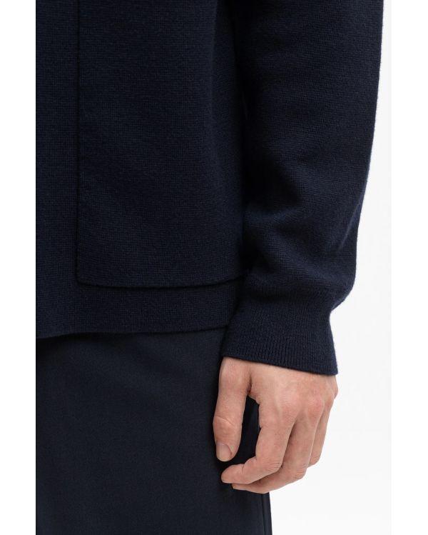 VESTE BJARNE MERINO ZIP DARK NAVY