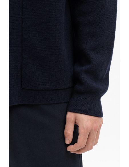 VESTE BJARNE MERINO ZIP DARK NAVY