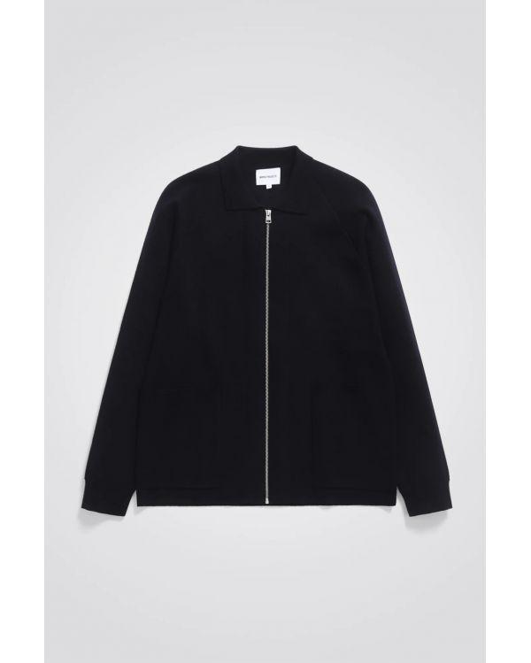 VESTE BJARNE MERINO ZIP DARK NAVY