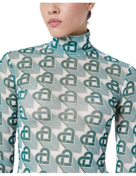 Top MESH HEART MONOGRAMME GREEN