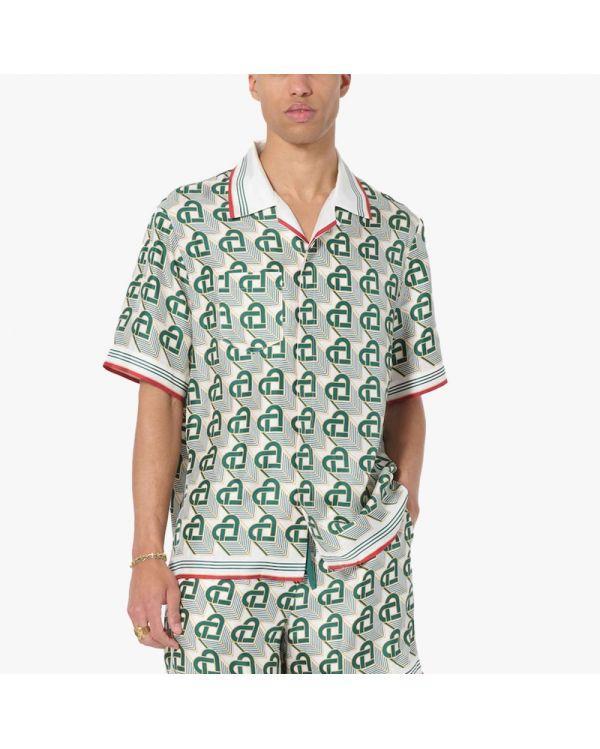 Chemise manches courtes HEART MONOGRAMME GREEN