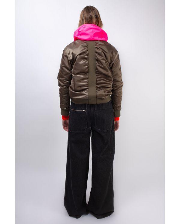 Bombers Kim CROPPED KHAKI / NEON ORANGE