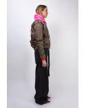 Bombers Kim CROPPED KHAKI / NEON ORANGE
