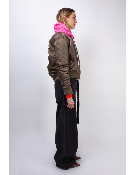 Bombers Kim CROPPED KHAKI / NEON ORANGE