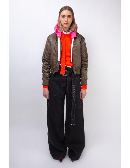 Bombers Kim CROPPED KHAKI / NEON ORANGE