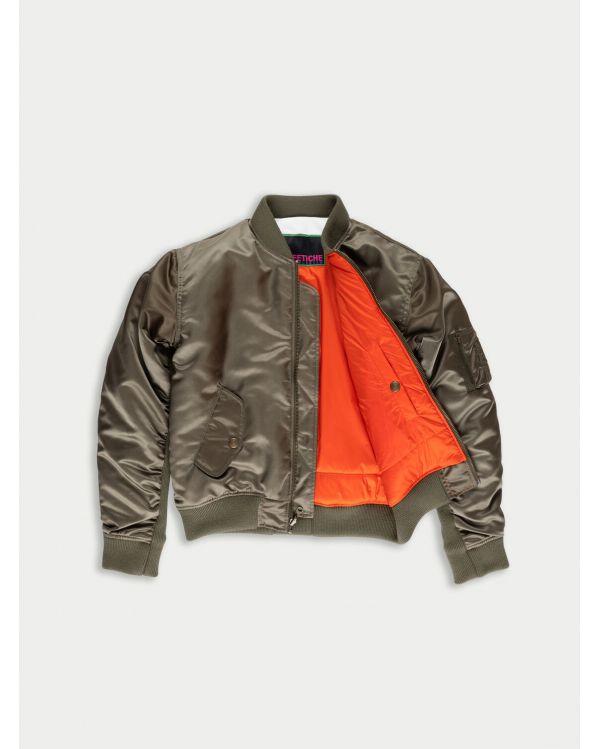 Bombers Kim CROPPED KHAKI / NEON ORANGE