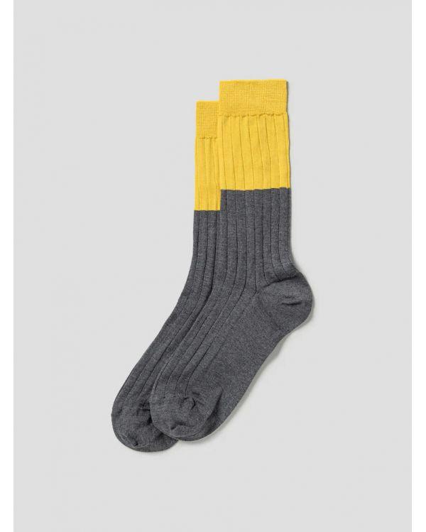 CHAUSSETTES PLAN C BICOLOR YELLOW GREY