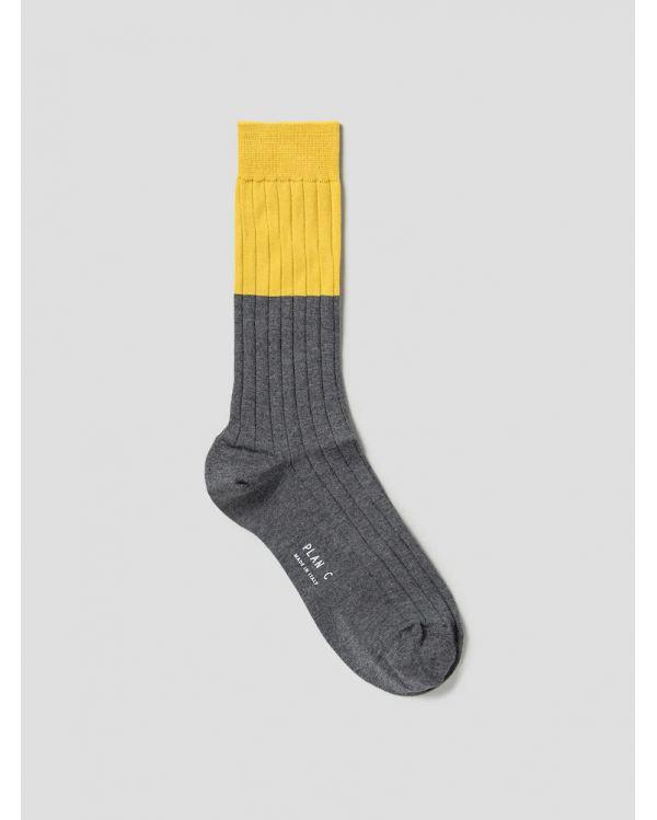 CHAUSSETTES PLAN C BICOLOR YELLOW GREY 2