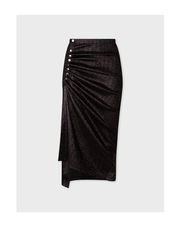 JUPE BLACK LUREX DRAPED