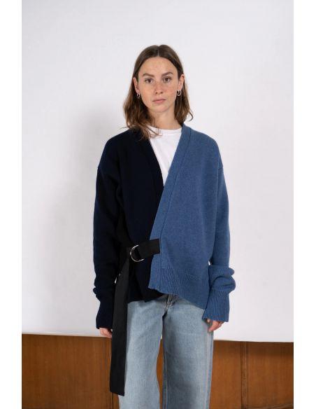 HANDFRAMED CARDIGAN BLUE/NAVY/BLACK