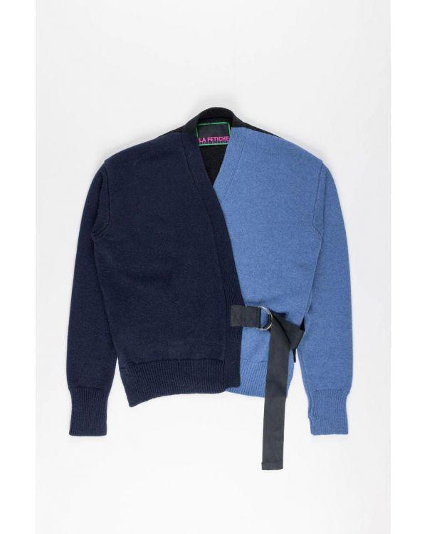 HANDFRAMED CARDIGAN BLUE/NAVY/BLACK