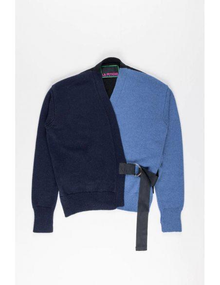 HANDFRAMED CARDIGAN BLUE/NAVY/BLACK