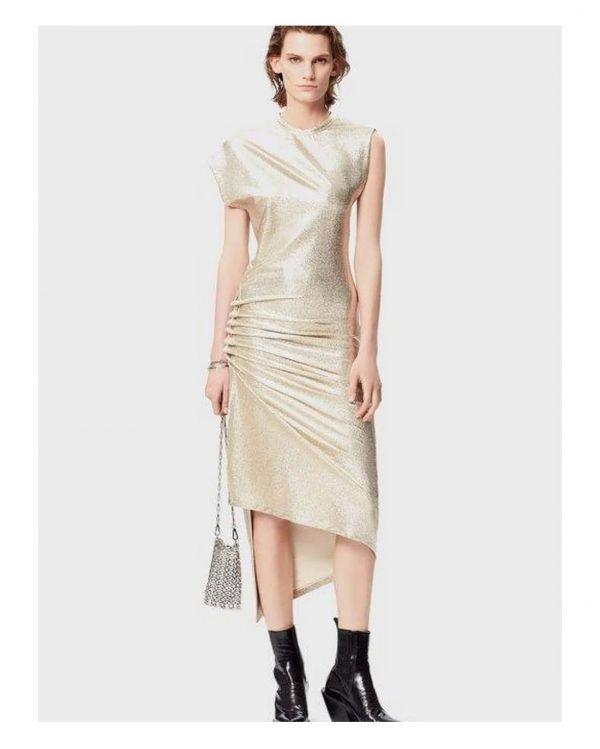 ROBE MI-LONGUE SILVER/GOLD