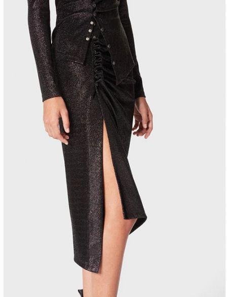 JUPE LUREX DRAPED BLACK