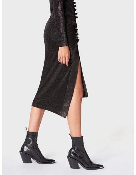 JUPE LUREX DRAPED BLACK