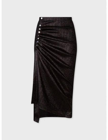 JUPE LUREX DRAPED BLACK