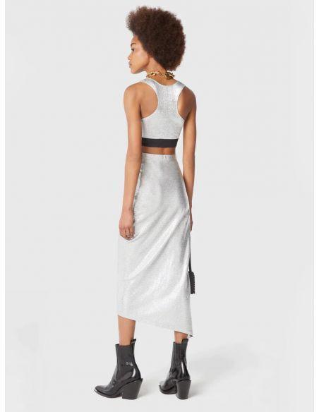 JUPE DRAPED LUREX SILVER